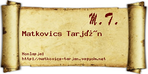 Matkovics Tarján névjegykártya